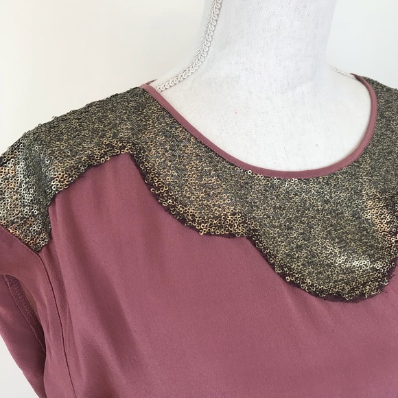 Stitch-Fix Skies Are Blue 100% Silk Sequin Blouse - Picture 4 of 8